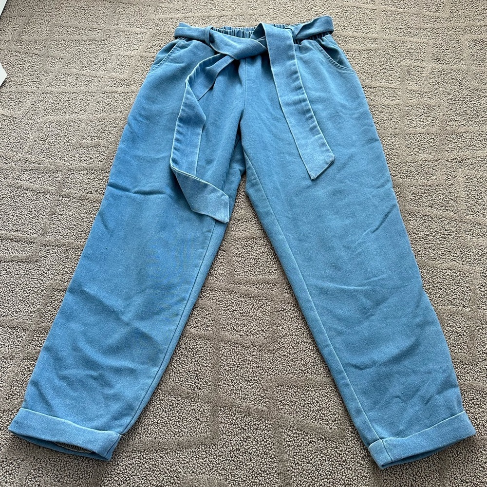 Wide leg faux denim pants